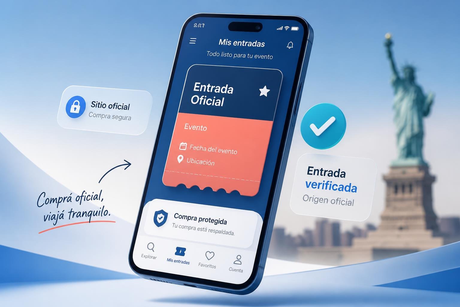 Celular mostrando una entrada digital verificada en una app oficial