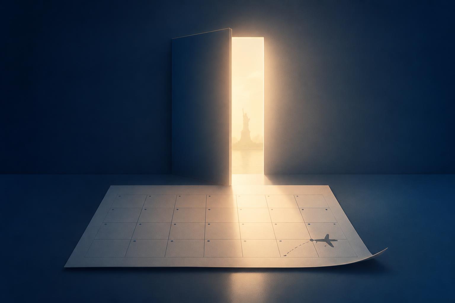 Imagen conceptual de una ventana de luz que se cierra de a poco sobre la hoja de un calendario